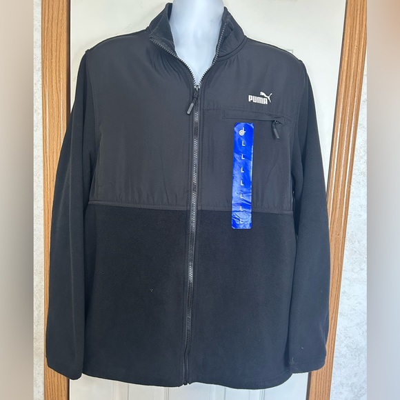 Puma Other - Puma Mens Large Black Full Zip Fleece Jacket Athletic Lightweight NWT